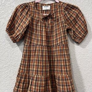 Old Navy Kids Plaid Dress - Brown and Orange